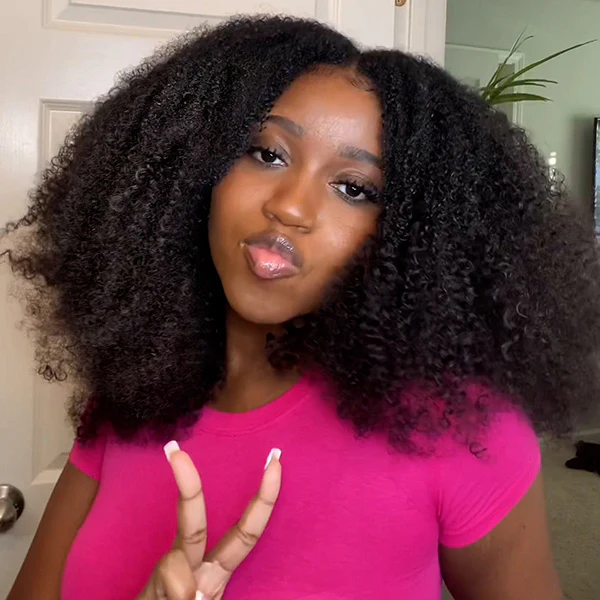 Vshow Glueless Wigs V Part Afro Curly Wig No Leave Out Thin Part Human Hair Wig With Drawstring Beginner Friendly - Image 6
