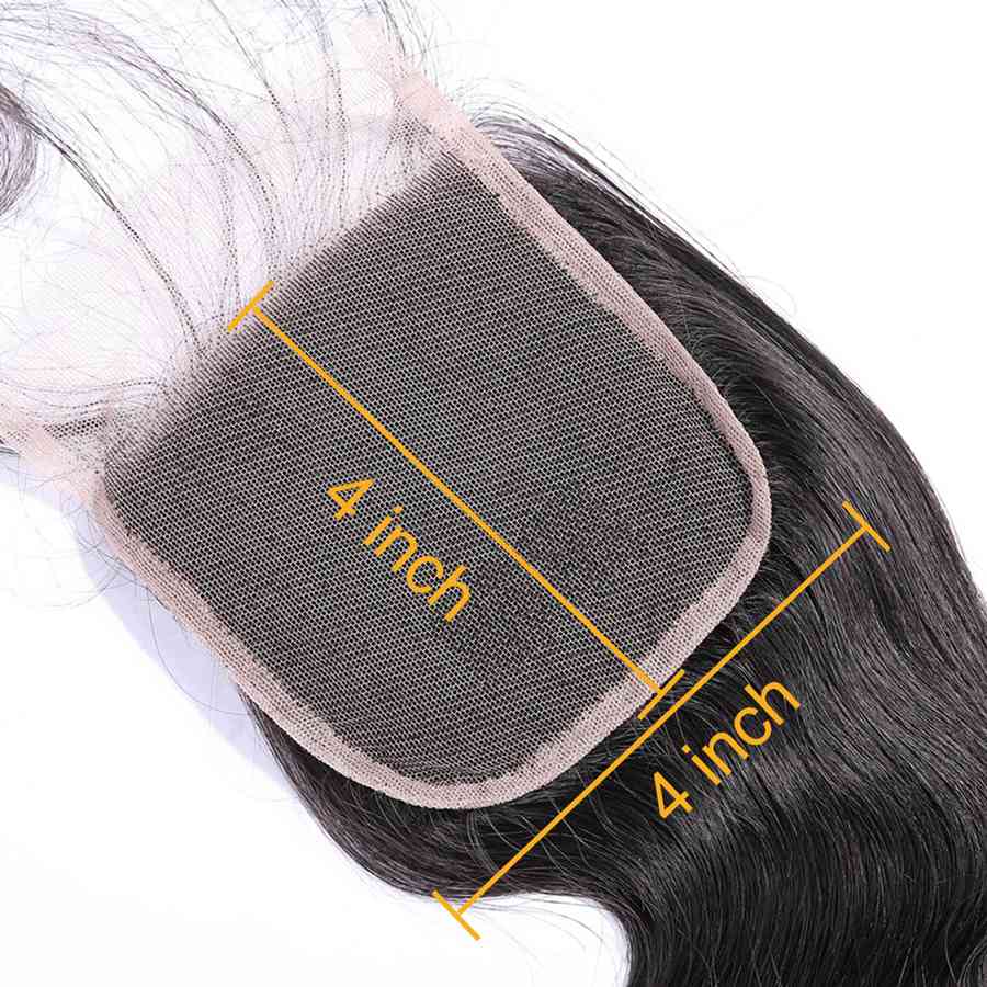 VSHOW HAIR 100% Virgin Human Hair Body Wave 4x4 Lace Closure Natural Black - Image 4
