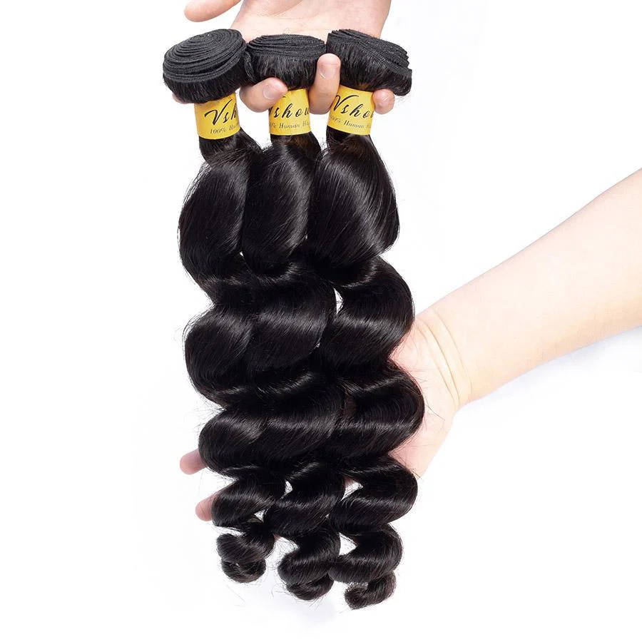 VSHOW HAIR Premium 9A Virgin Human Hair Sample Loose Wave 1 or 2 Bundles Natural Black - Image 4