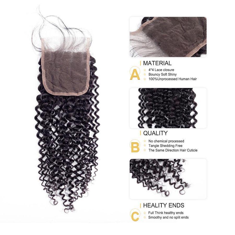 VSHOW HAIR Premium 9A Malaysian Human Virgin Hair Kinky Curly 3 Bundles with Pre Plucked Closure Deal Natural Black - Image 10