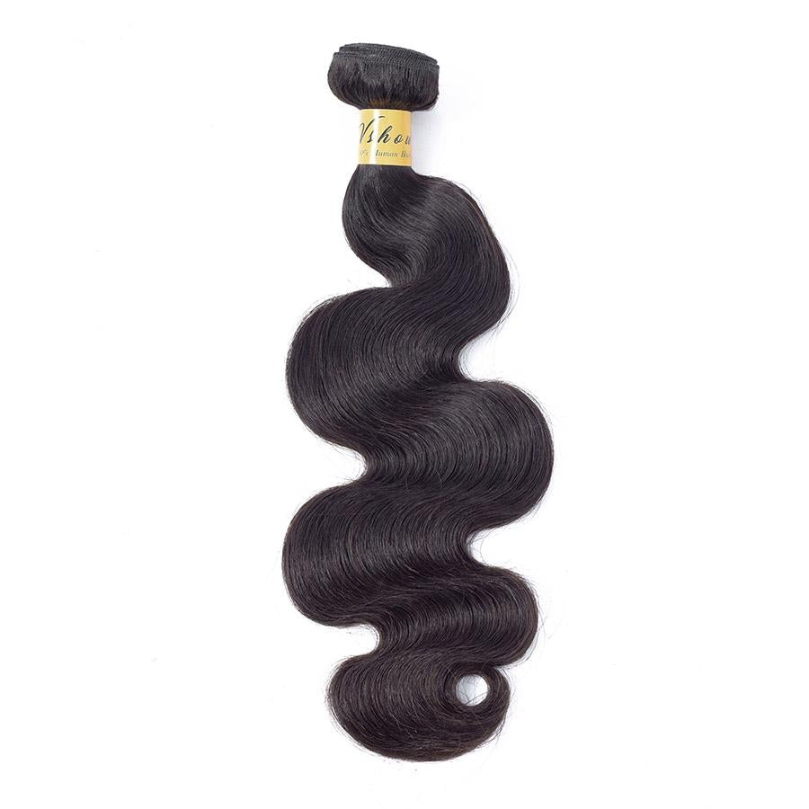 VSHOW HAIR Premium 9A Brazilian Human Virgin Hair Body Wave Natural Black 4 Bundles Deal - Image 8