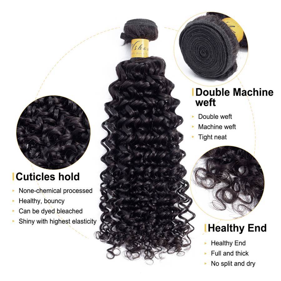 VSHOW HAIR Premium 9A Indian Human Virgin Hair Water Wave 4 Bundles with Pre Plucked Closure Deal Natural Black - Image 8