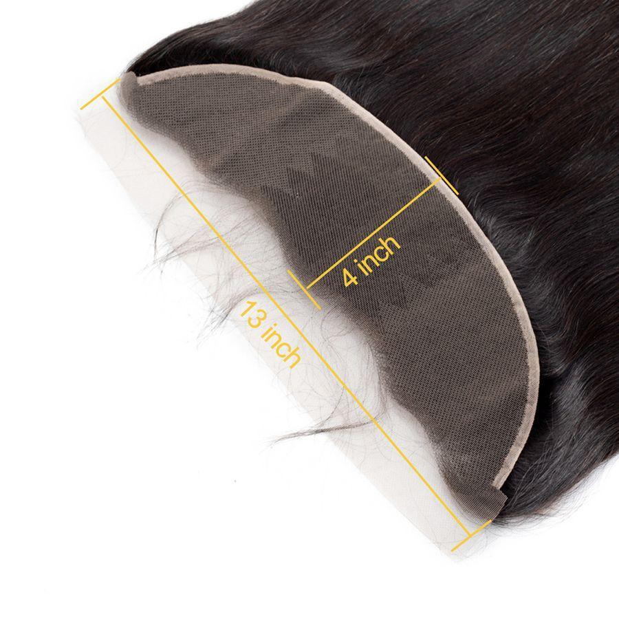 VSHOW HAIR Premium 9A Indian Human Virgin Hair Straight 3 Bundles with Pre Plucked 13x4 Frontal Natural Black - Image 10
