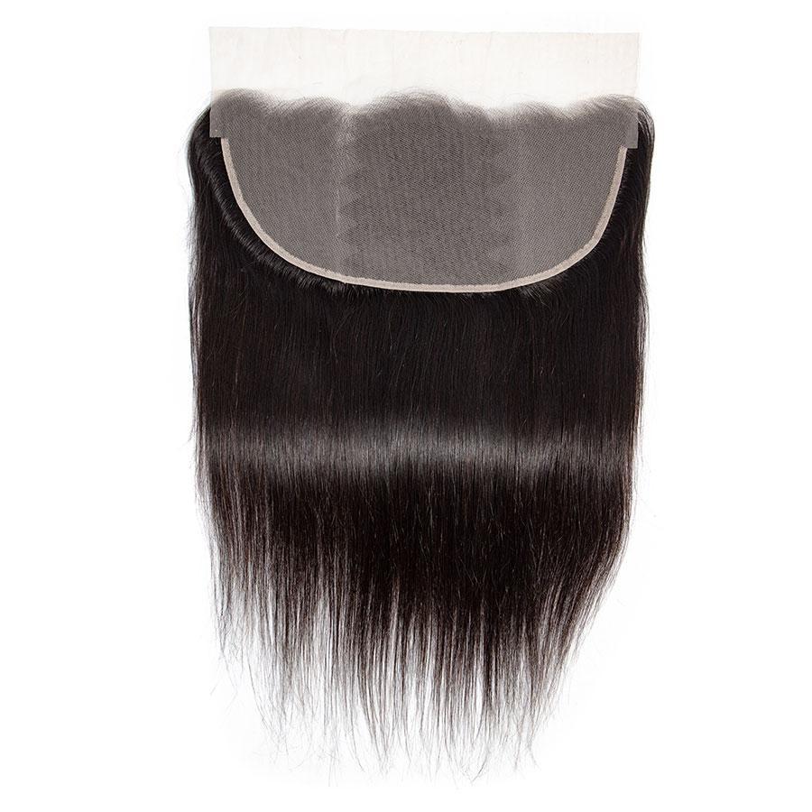 VSHOW HAIR Premium 9A Indian Human Virgin Hair Straight 3 Bundles with Pre Plucked 13x4 Frontal Natural Black - Image 3