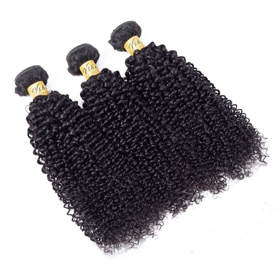 VSHOW HAIR Premium 9A Brazilian Human Virgin Hair Kinky Curly Natural Black 3 Bundles Deal - Image 3