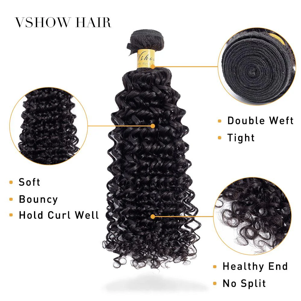 VSHOW HAIR Premium 9A Brazilian Human Virgin Hair Water Wave Natural Black 4 Bundles Deal - Image 4