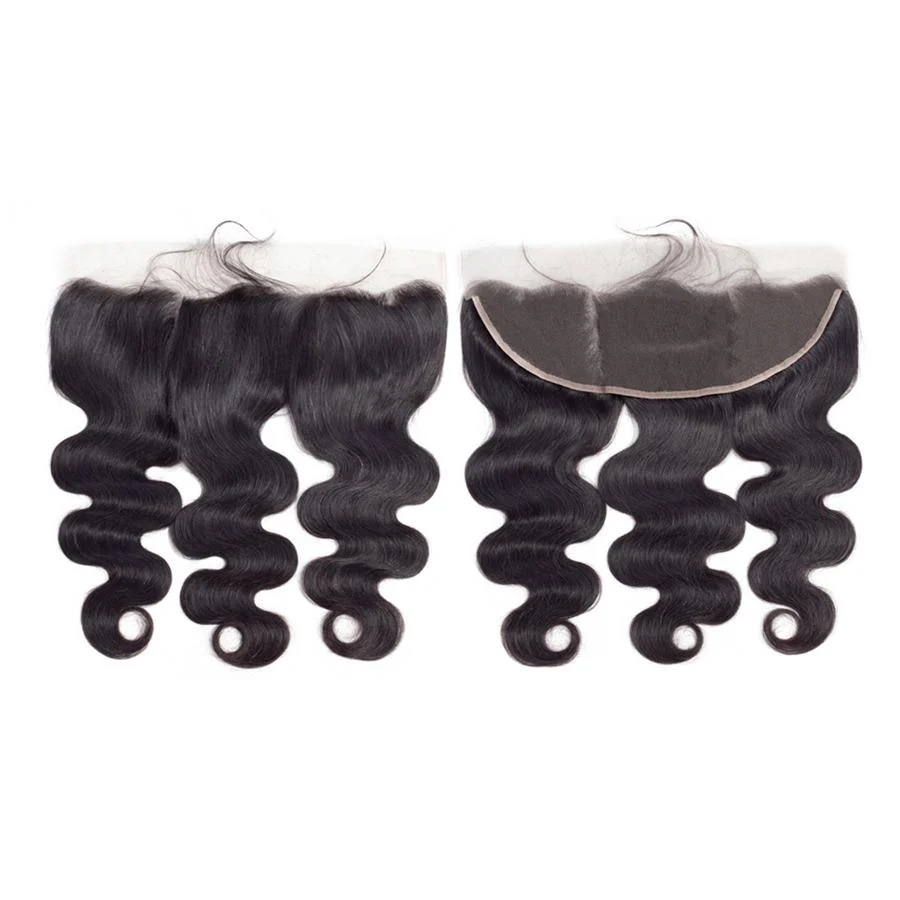 VSHOW HAIR Premium 9A Brazilian Human Virgin Hair Body Wave 3 Bundles with Pre Plucked 13x4 Frontal Natural Black - Image 8