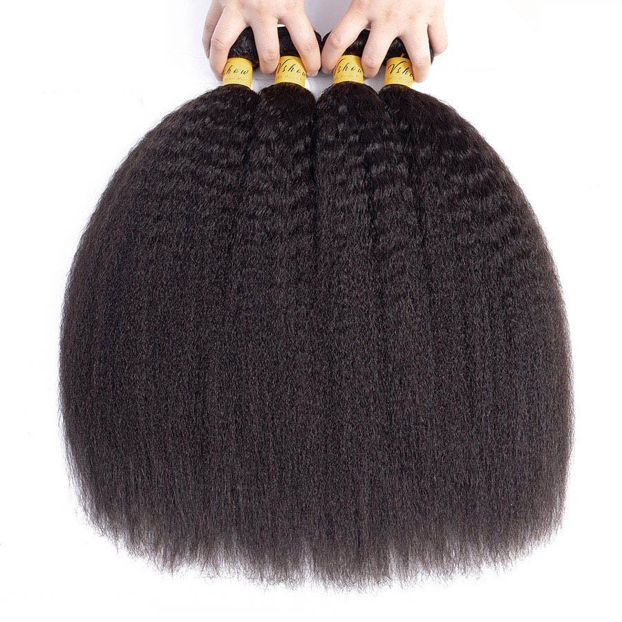 VSHOW HAIR Premium 9A Brazilian Human Virgin Hair YaKi Natural Black 4 Bundles Deal - Image 3