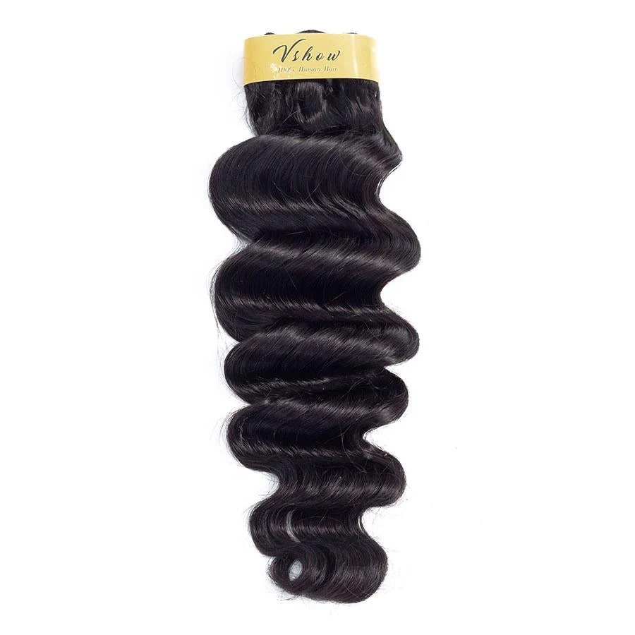 VSHOW HAIR Premium 9A Brazilian Human Virgin Hair Loose Deep Wave Natural Black 4 Bundles Deal - Image 6