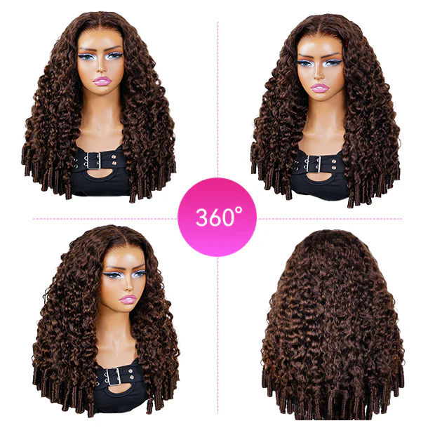 Vshow Chocolate Brown Glueless Wear Go Wigs Burmese Curly Pre-Cut 13x6 Lace With Adjustable Drawstring - Image 5