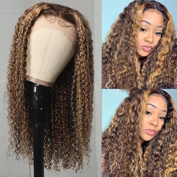 Buy One Get One Free Highlight Kinky Curly 13x4 Lace Front Human Hair Wigs With Baby Hair - Image 4