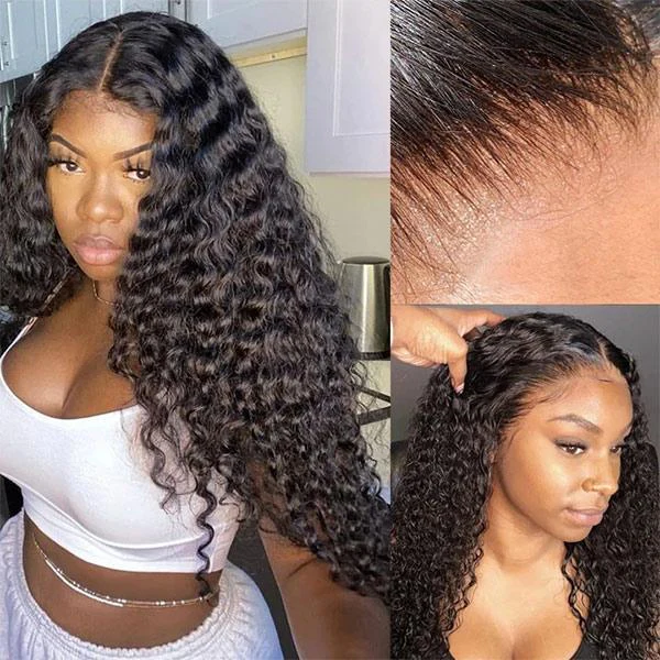 Clearance Sale Deep Wave 13x4 Lace Front Human Hair Wigs Transparent Lace Curly Hair Wigs - Image 3