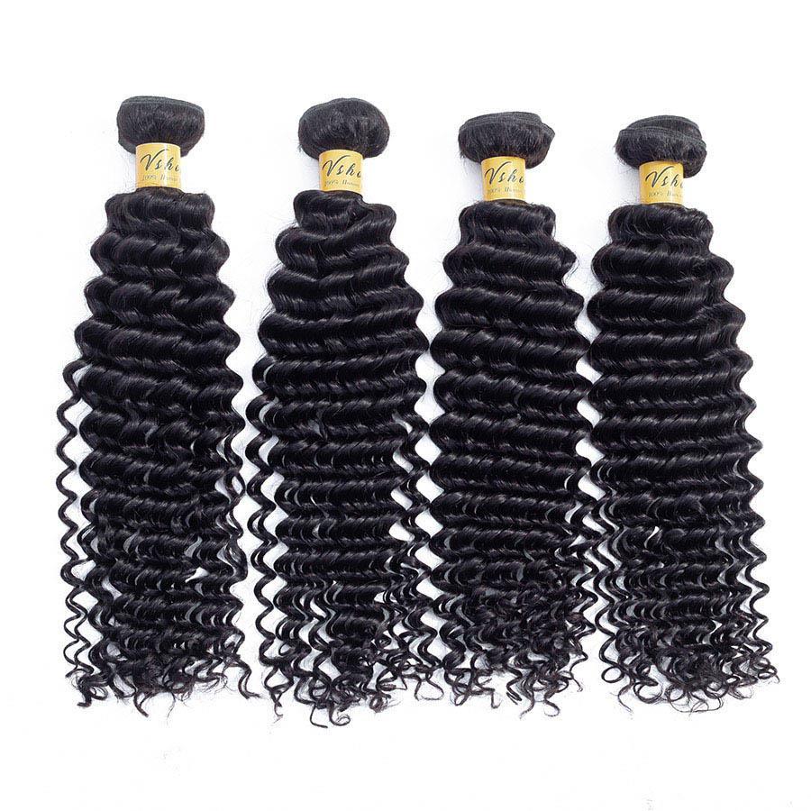 VSHOW HAIR Premium 9A Malaysian Human Virgin Hair Deep Wave 4 Bundles with Pre Plucked Closure Deal Natural Black - Image 6