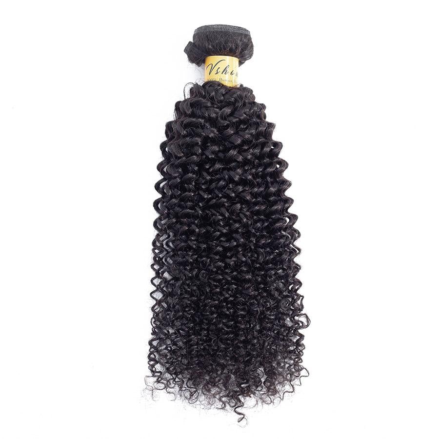 VSHOW HAIR Premium 9A Indian Human Virgin Hair Kinky Curly Natural Black 4 Bundles Deal - Image 2