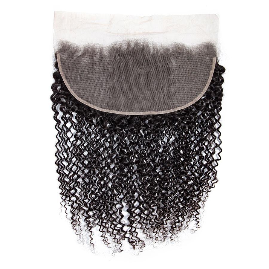 VSHOW HAIR Premium 9A Peruvian Human Virgin Hair Kinky Curly 3 Bundles with Pre Plucked 13x4 Frontal Natural Black - Image 4
