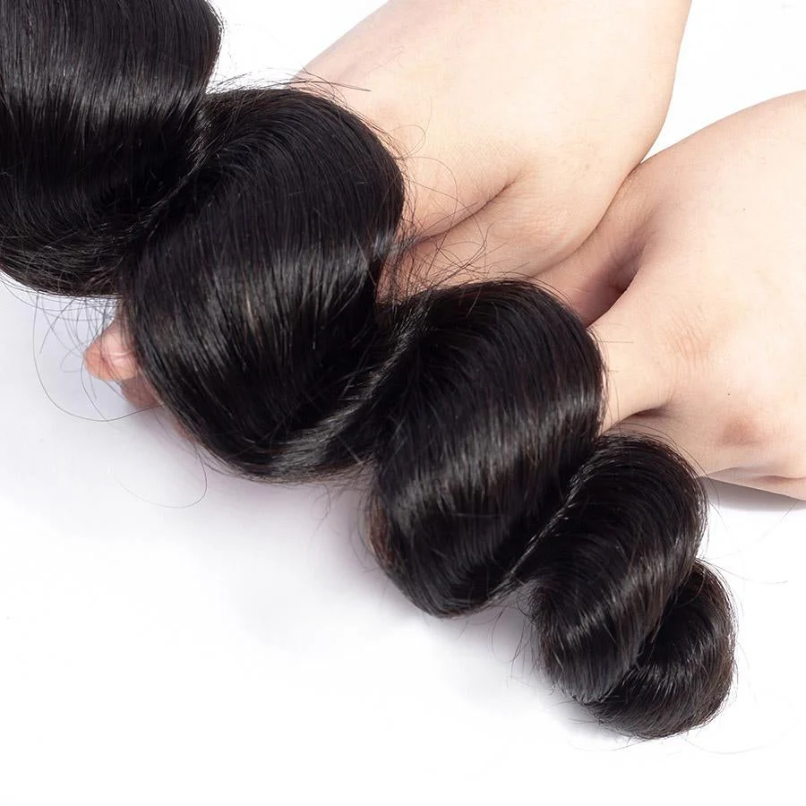 VSHOW HAIR Premium 9A Indian Human Virgin Hair Loose Wave Natural Black 4 Bundles Deal - Image 6