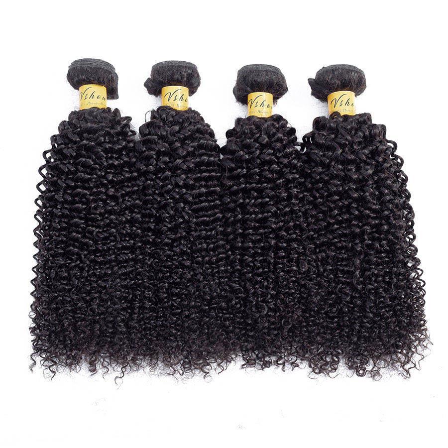 VSHOW HAIR Premium 9A Peruvian Human Virgin Hair Kinky Curly 4 Bundles with Pre Plucked Closure Deal Natural Black - Image 6