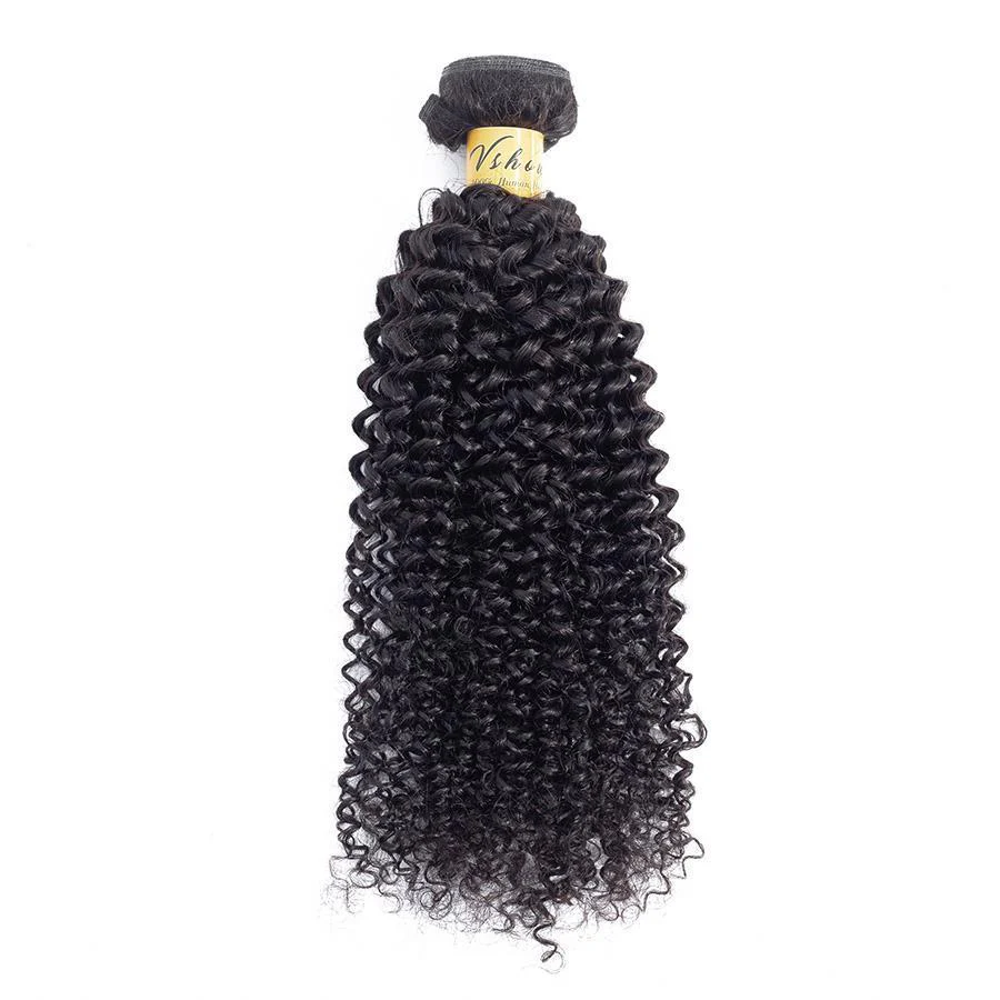 VSHOW HAIR Premium 9A Peruvian Human Virgin Hair Kinky Curly 4 Bundles with Pre Plucked Closure Deal Natural Black - Image 7