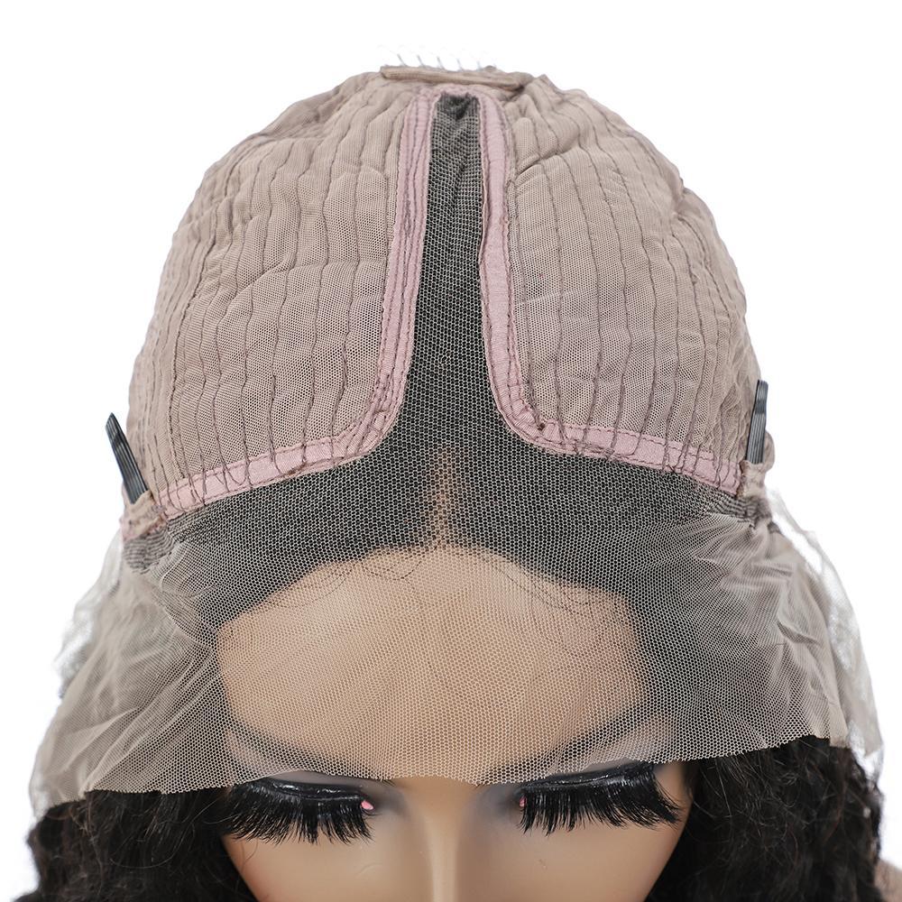 VSHOW HAIR Kinky Curly Lace Part Wig Deep Middle Part 4 Inch Natural Black - Image 6