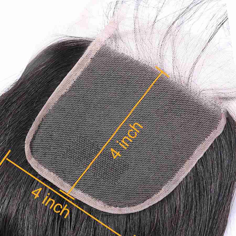 VSHOW HAIR Premium 9A Indian Human Virgin Hair Straight 3 Bundles with Pre Plucked Closure Deal Natural Black - Image 9