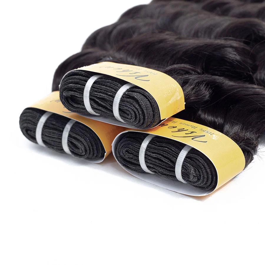 VSHOW HAIR Premium 9A Malaysian Human Virgin Hair Loose Deep Wave 3 Bundles with Pre Plucked Closure Deal Natural Black - Image 5