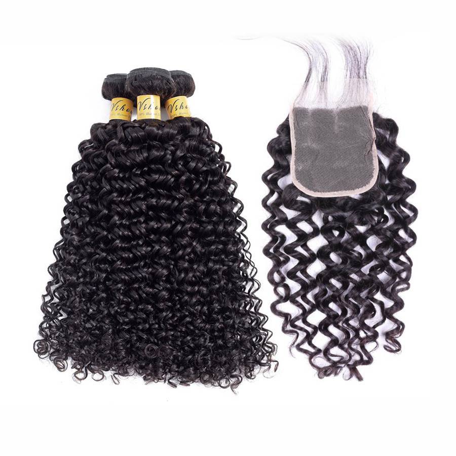VSHOW HAIR Premium 9A Malaysian Human Virgin Hair Water Wave 3 Bundles with Pre Plucked Closure Deal Natural Black - Image 2