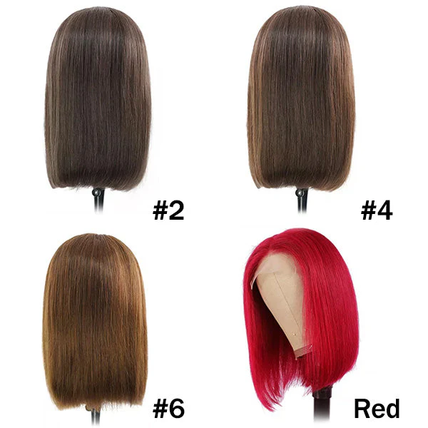 VSHOW HAIR 4x4 Lace Closure Wigs Bob Straight Human Hair Colored Wigs 99J Red Ginger Hair #2 #4 #6 - Image 3