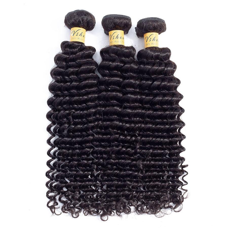 VSHOW HAIR Premium 9A Mongolian Virgin Human Hair Deep Wave 3 or 4 Bundles with Closure Popular Sizes - Image 2