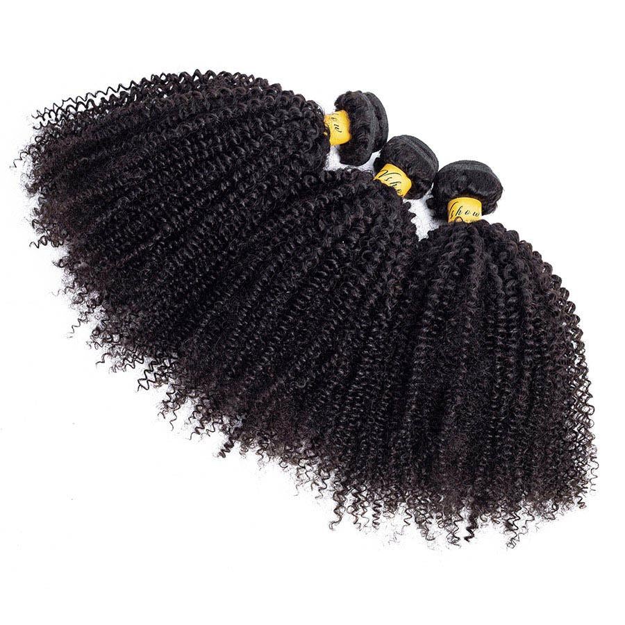 VSHOW HAIR Premium 9A Mongolian Human Virgin Hair Afro Curly Natural Black 3 Bundles Deal - Image 3