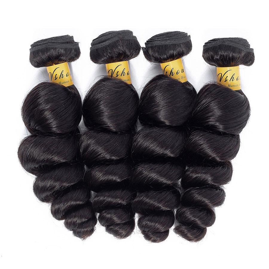 VSHOW HAIR Premium 9A Mongolian Virgin Human Hair Loose Wave 3 or 4 Bundles with Closure Popular Sizes - Image 2