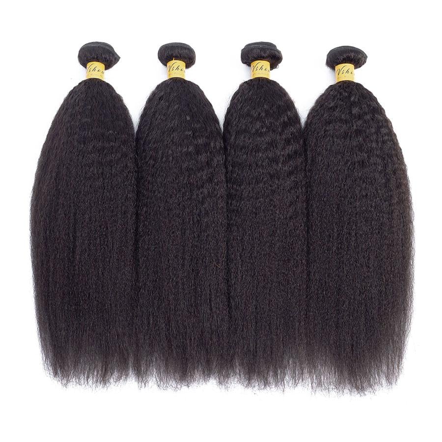 VSHOW HAIR Premium 9A Mongolian Human Virgin Hair YaKi Natural Black 4 Bundles Deal - Image 2