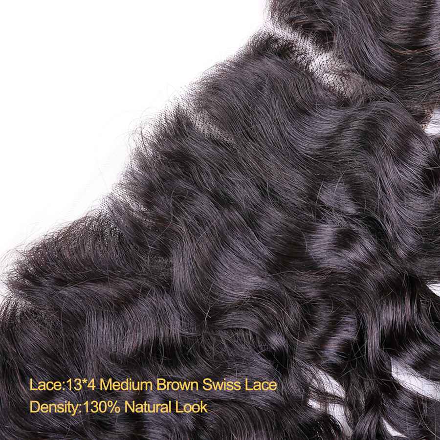VSHOW HAIR Premium 9A Indian Human Virgin Hair Natural Wave 3 Bundles with Pre Plucked 13x4 Frontal Natural Black - Image 9