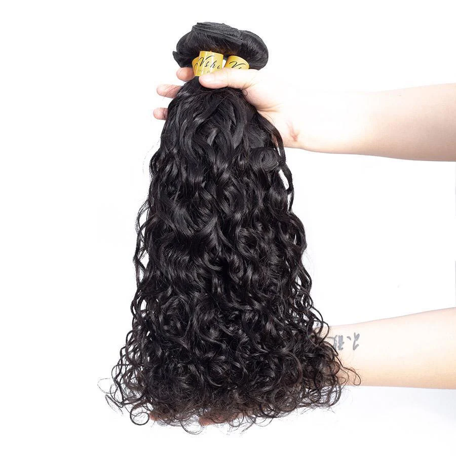 VSHOW HAIR Premium 9A Peruvian Human Virgin Hair Natural Wave 3 Bundles with Pre Plucked Closure Deal Natural Black - Image 4