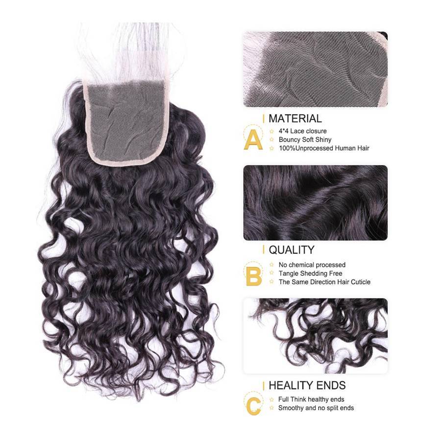 VSHOW HAIR Premium 9A Peruvian Human Virgin Hair Natural Wave 3 Bundles with Pre Plucked Closure Deal Natural Black - Image 7