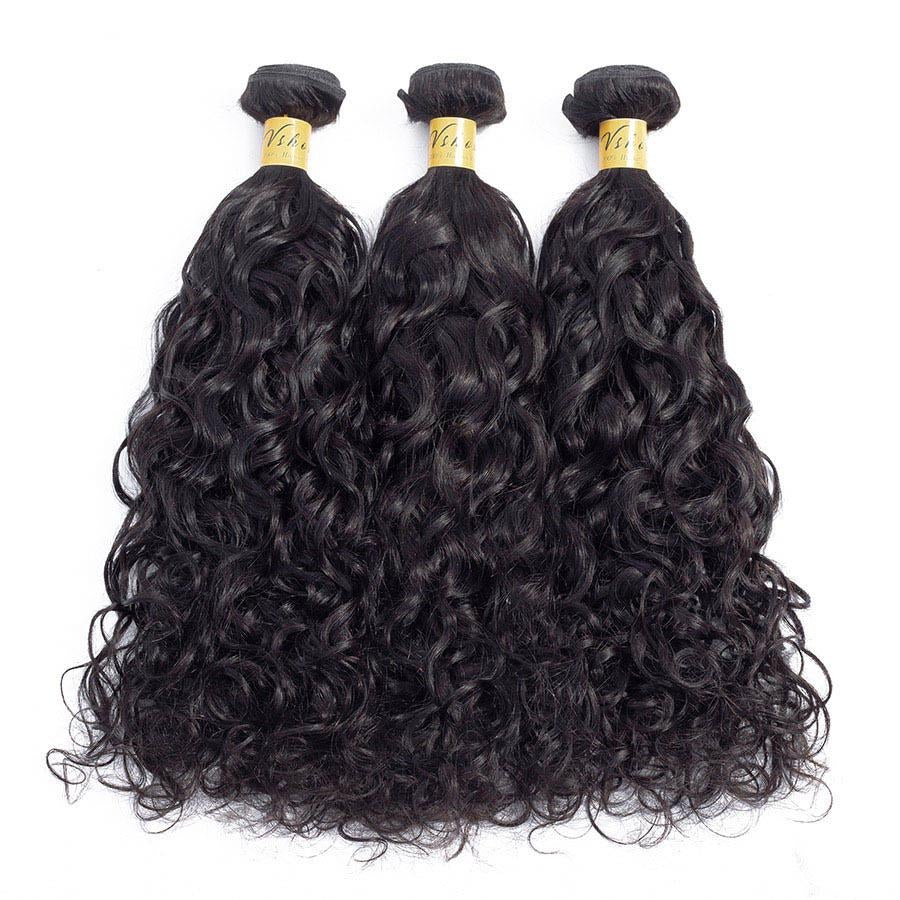 VSHOW HAIR Premium 9A Malaysian Human Virgin Hair Natural Wave Natural Black 3 Bundles Deal