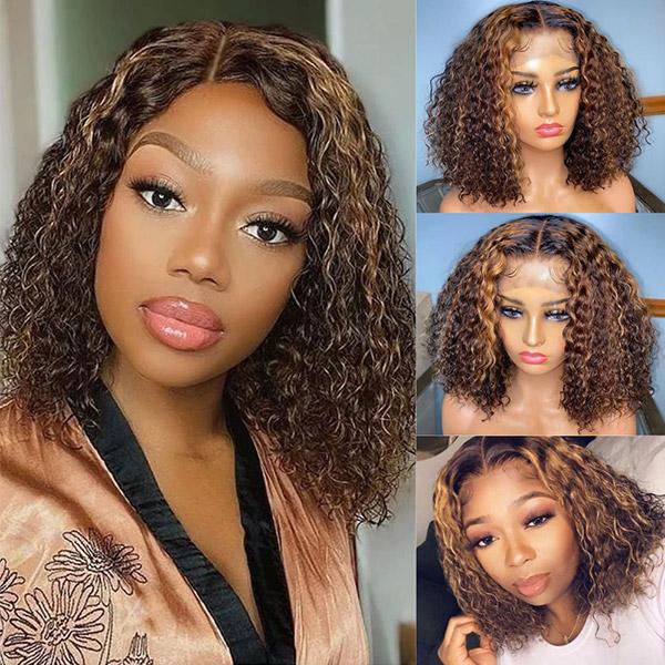 VSHOW HAIR Highlight Ombre High Density Kinky Curly Lace Front Human Hair Wigs Pre-Plucked Remy Lace Wig With Baby Hair - Image 4