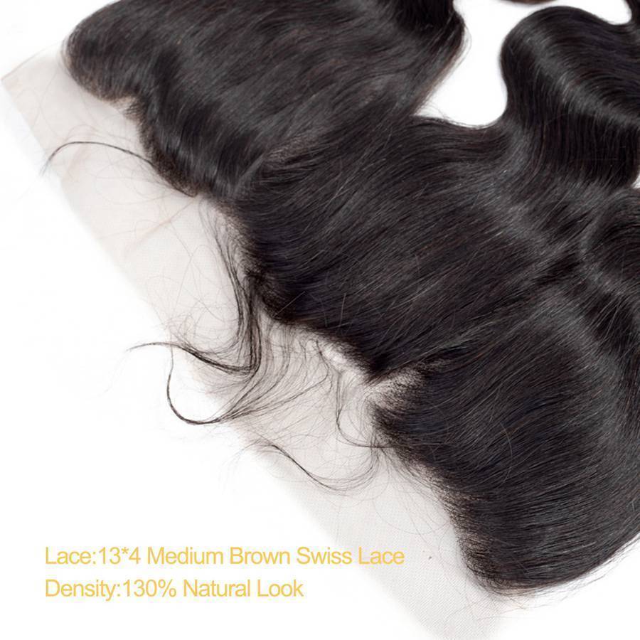 VSHOW HAIR Premium 9A Peruvian Human Virgin Hair Body Wave 3 Bundles with Pre Plucked 13x4 Frontal Natural Black - Image 9