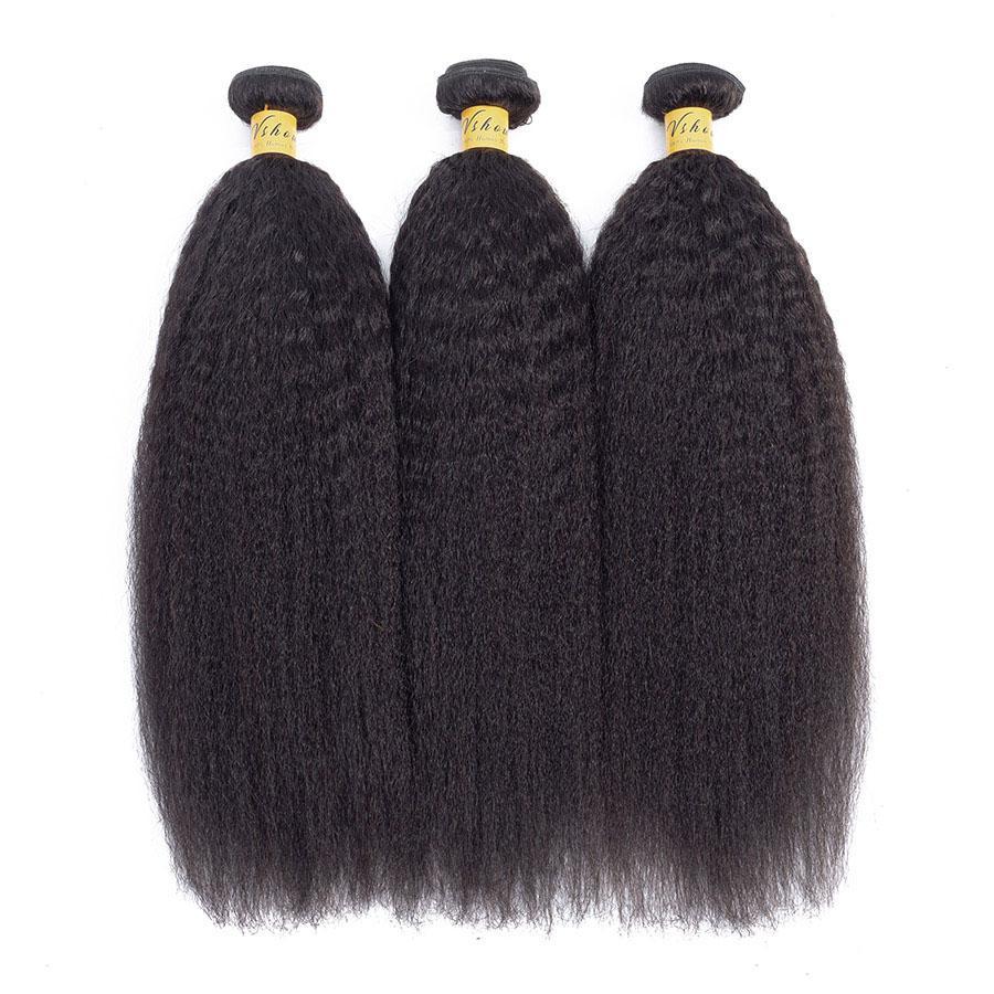 VSHOW HAIR Premium 9A Peruvian Virgin Human Hair YaKi 3 or 4 Bundles with Closure Popular Sizes