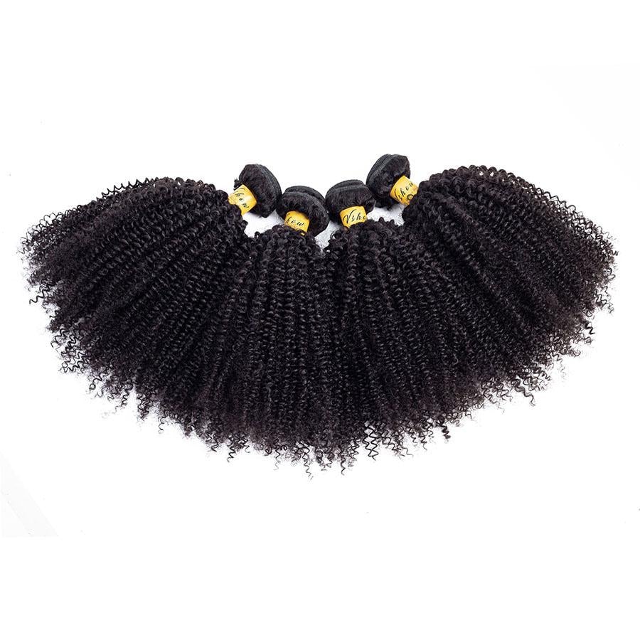 VSHOW HAIR Premium 9A Peruvian Human Virgin Hair Afro Curly Natural Black 4 Bundles Deal - Image 3