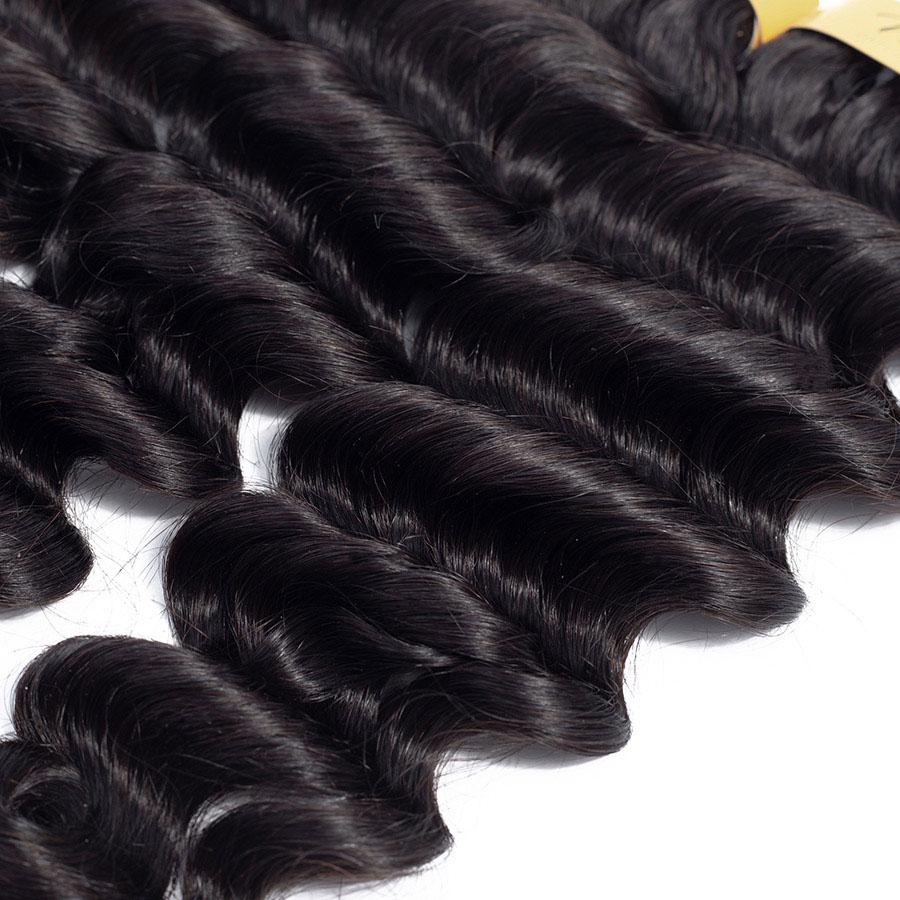 VSHOW HAIR Premium 9A Peruvian Human Virgin Hair Loose Deep Wave Natural Black 4 Bundles Deal - Image 3