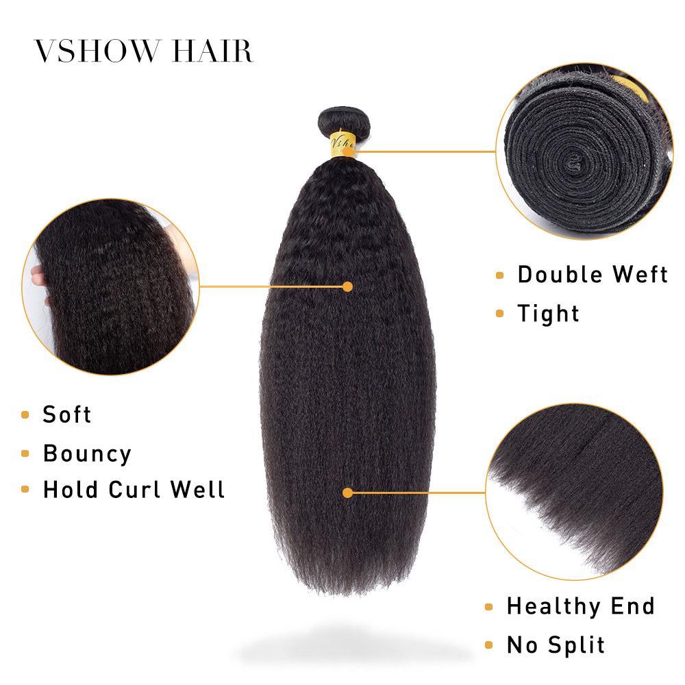 VSHOW HAIR Premium 9A Virgin Human Hair Sample Yaki 1 or 2 Bundles Natural Black - Image 5