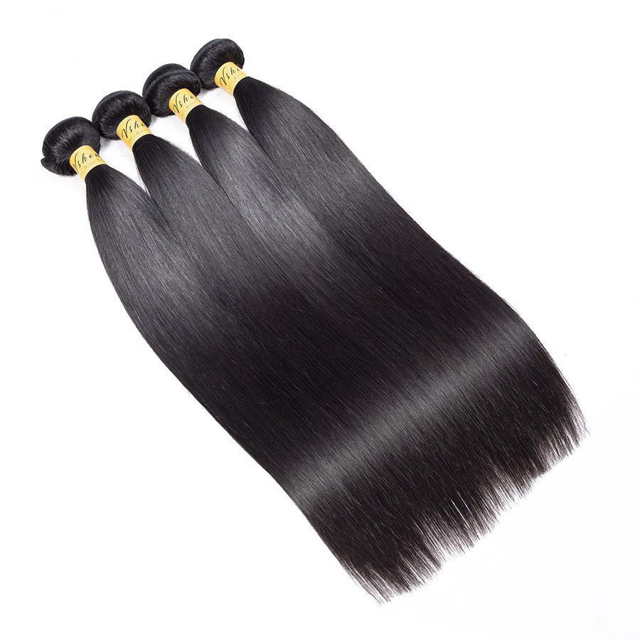 VSHOW HAIR Premium 9A Peruvian Human Virgin Hair Straight 4 Bundles with Pre Plucked Closure Deal Natural Black - Image 7