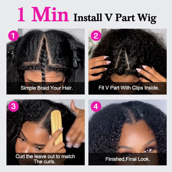 VSHOW Glueless Wigs V Part Wigs 250% Density Water Wave Wigs Thin Part Human Hair Wig With Drawstring - Image 6