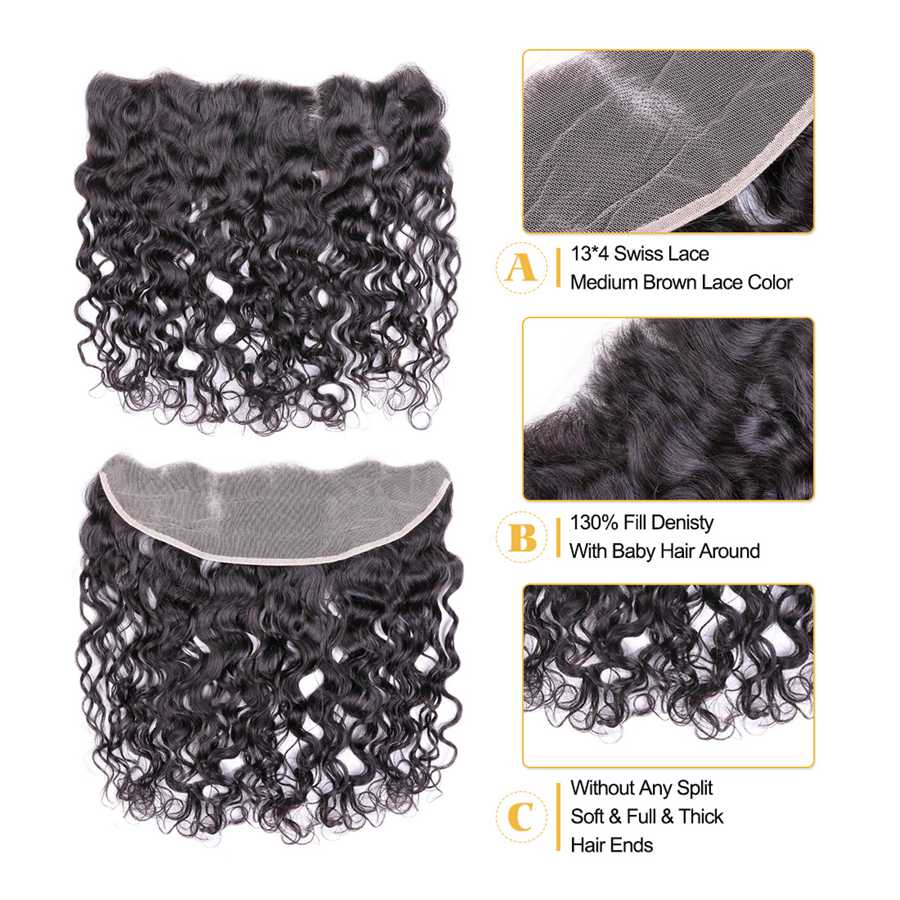 VSHOW HAIR 100% Virgin Human Hair Natural Wave 13x4 Lace Frontal Natural Black - Image 3