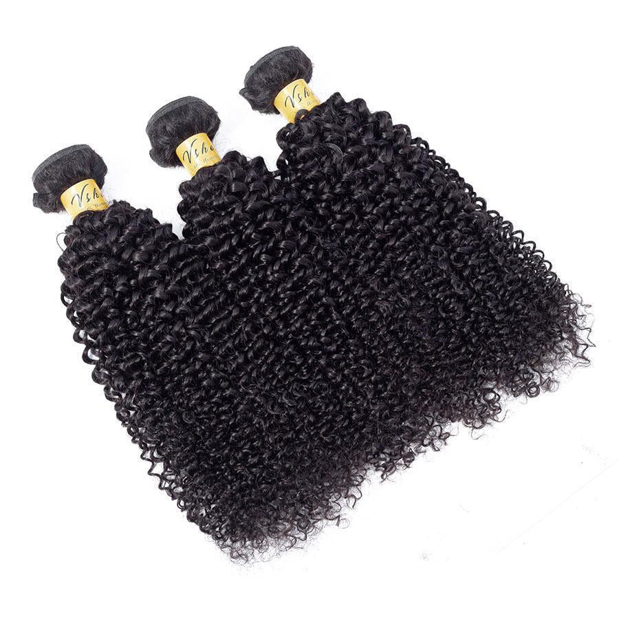 VSHOW HAIR Premium 9A Peruvian Human Virgin Hair Kinky Curly 3 Bundles with Pre Plucked Closure Deal Natural Black - Image 6