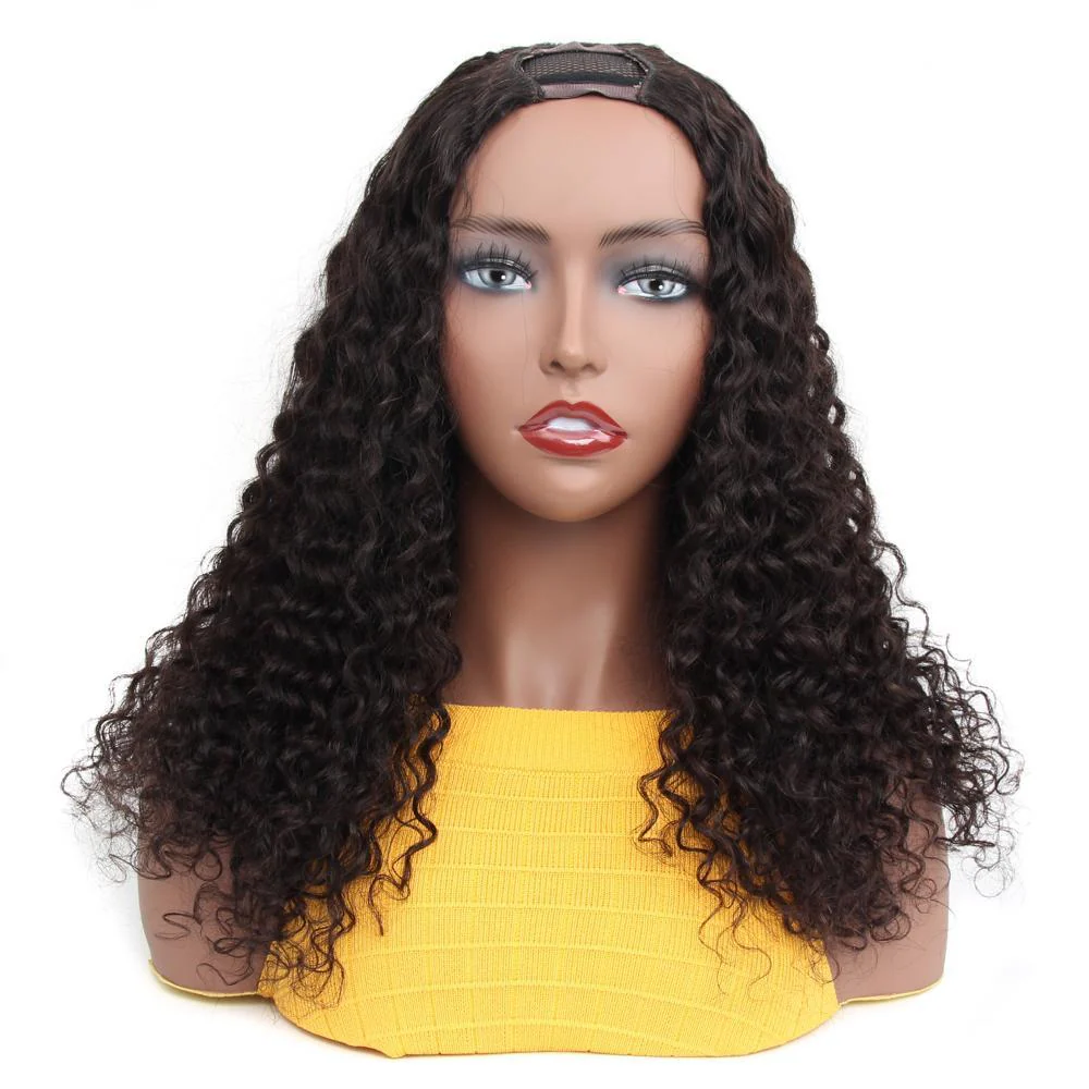 VSHOW Water Wave Human Hair U Part Wigs 180% Density Curly Hair Wigs For Beginner - Image 4