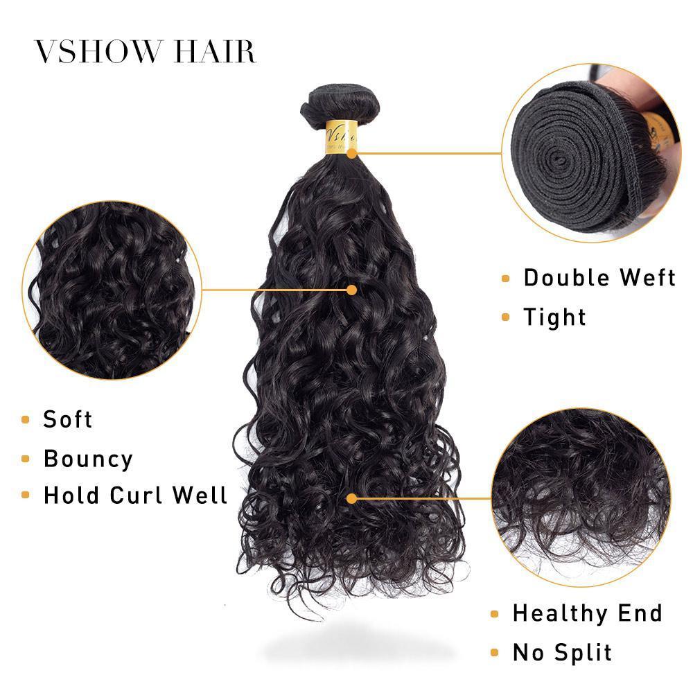 VSHOW HAIR Premium 9A Malaysian Virgin Human Hair Natural Wave 3 or 4 Bundles with Closure Popular Sizes - Image 4